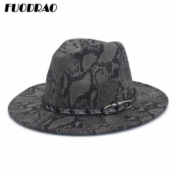 

wide brim hats fuodrao men's autumn and winter warm faux wool hat retro harajuku style high-jazz panama f731, Blue;gray