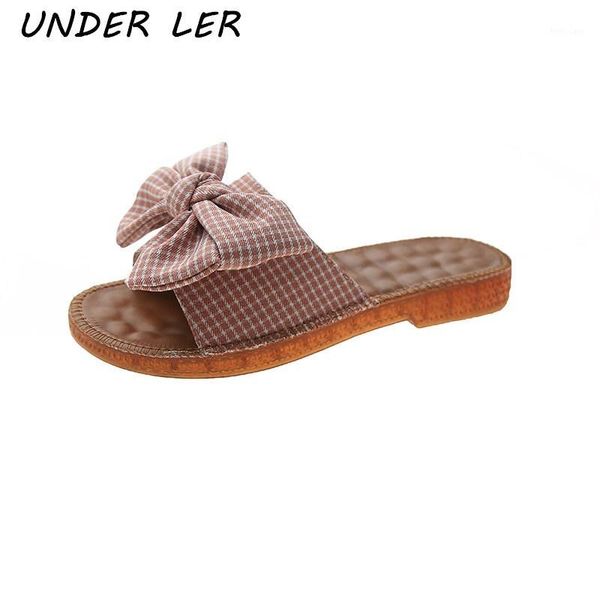 

summer slippers women shoes summer flat slippers bow women fashion 2020 new big size shoes1, Black