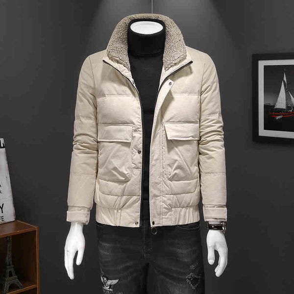 

Men's Down & Parkas winter lamb wool collar down jacket 80 white duck for years HIR6, Black