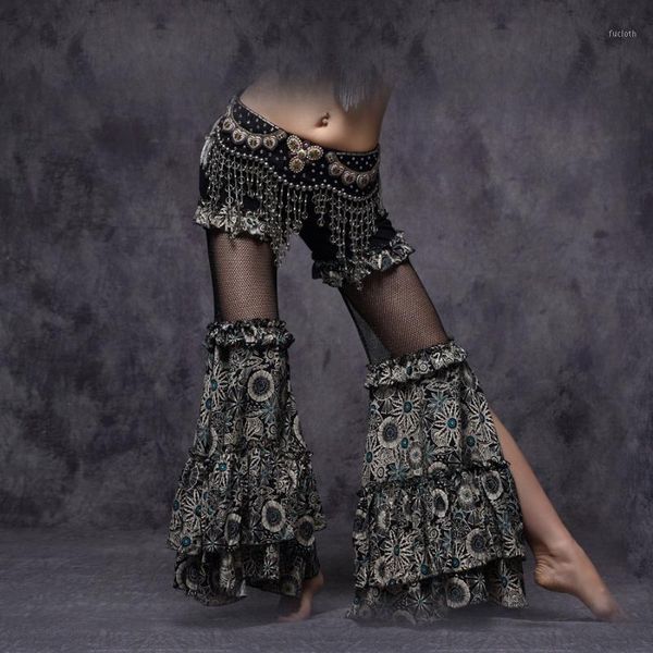 

belly dancing american tribal style dancewear women gypsy dance high waist flare trousers yoga pants womens belly dance pants1, Black;red