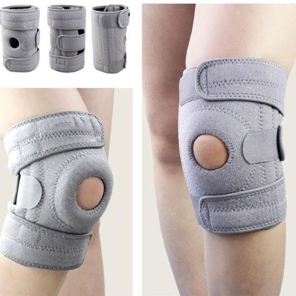 

spring knee pads support brace wrap pad sleeve cap hook loop patella belt bandage hiking protector band fitness accessories1, Black;gray