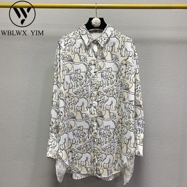 

women fashion lapel long sleeve shirt animal print shirts streetwear womens and blouses spring loose vintage shirts1, White
