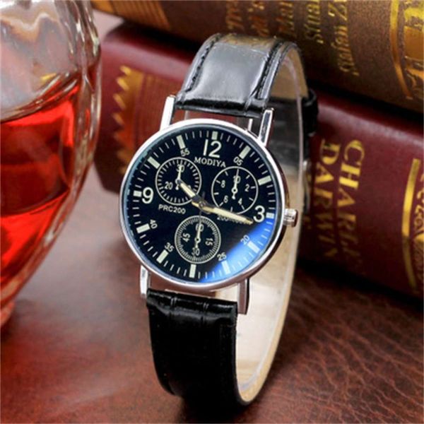 

quartz blue gift glass yuan fashion light belt men's watch yzds6, Slivery;brown