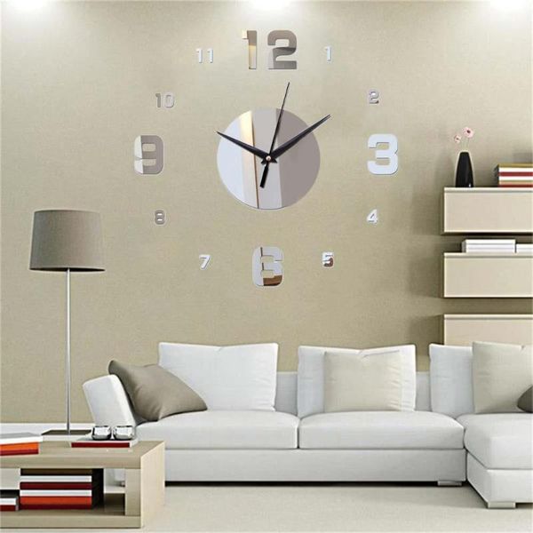 

wall clocks removable mirror clock digital bedroom self-adhesive diy sticker stickers 3 color acrylic home decor