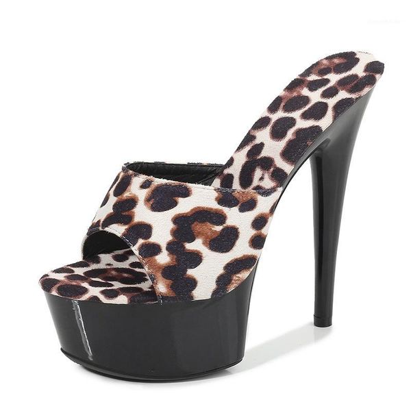 

slippers high heel 15cm 17cm slipper women leopard pattern fashion ladies daily quality heels dropship1, Black