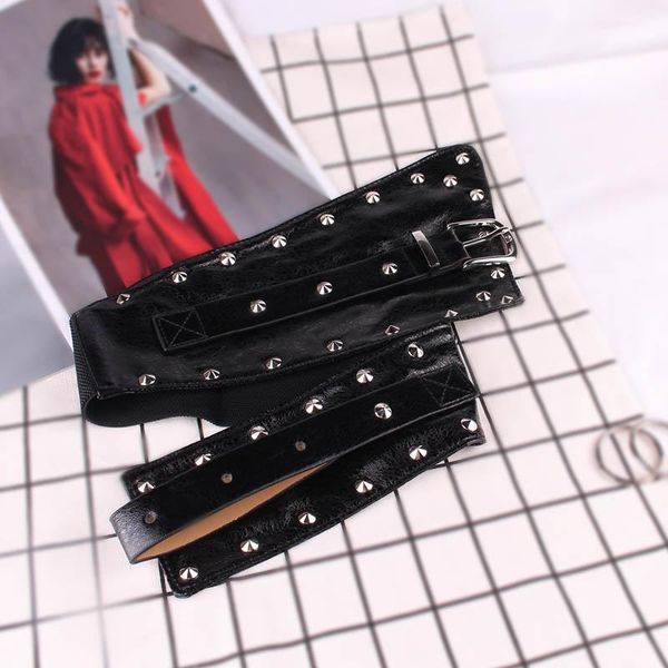 

дамы моды голые заклепки с упругими уплотнениями талии получают талию и показать тонкий ремень износа декоративного пояса, Black;brown