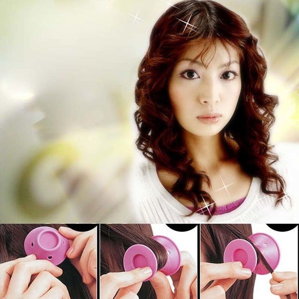 

soft rubber magic hair curler diy hair rollers hair styling tools travel home use makeup beauty tool soft silicone pink curler