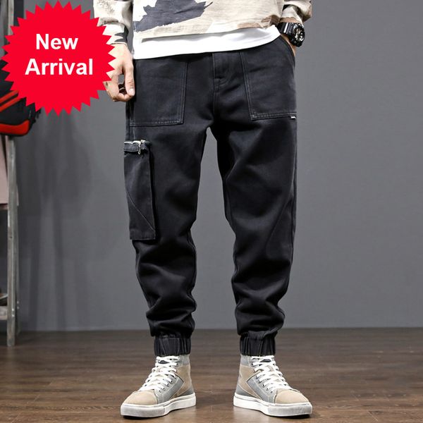 

2021 new fashion streetwear men's breech breeches wide black pocket fit denim cargo pants from vintage hip designer jeans ps3l, Blue