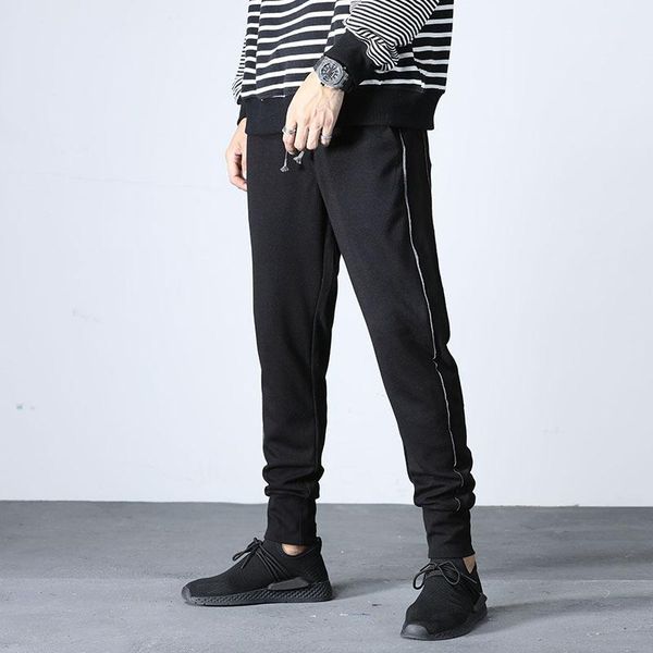 

2020 autumn day is a new easy beam foot men's casual pants washed men's long black pants1, Blue