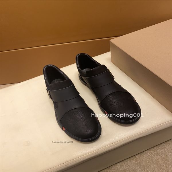 

мужские кроссовки на липучке кожаные туфли мода обувь для мужчин квартиры натуральная кожаная марка повседневная обувь черная, Black