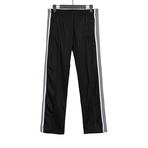 

butterfly pants embroidery side webbing sports casual trousers fog high street men and women loose straight pants, Black
