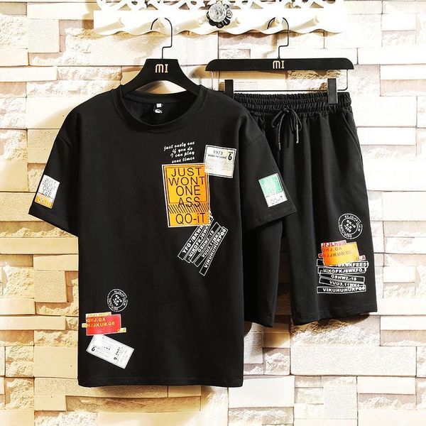 

summer fashion print shirts men+shorts set men short sleeve shirts casual men clothing sets tracksuit hip hop plus size 5xl, Gray