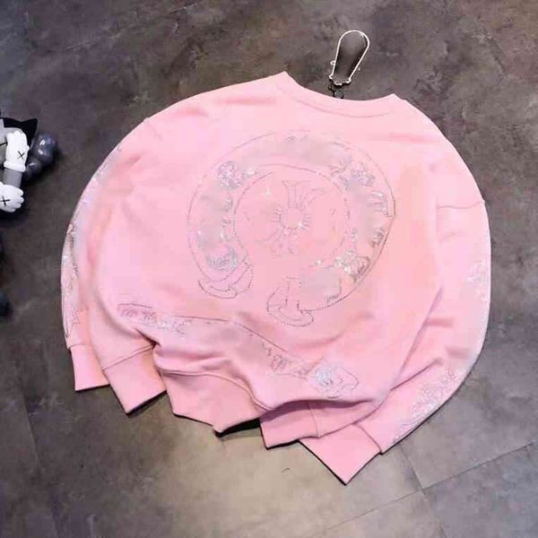 

gaodingke -heart autumn drill pink girl heart round collar cotton terry loose, Black