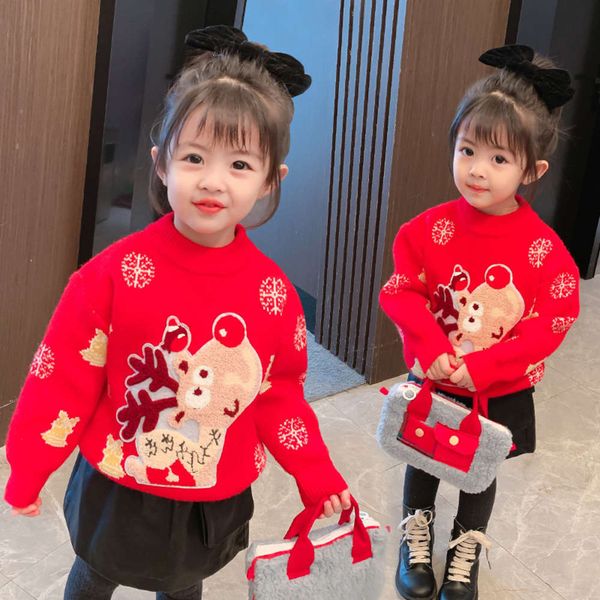 

sweater 2020 winter girls elk new year children's t-shirt, Blue