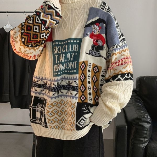 

men's jersey 2021 spring and winter new pine collar cartoon printed sweaters knitted or clothing 59u6, White;black
