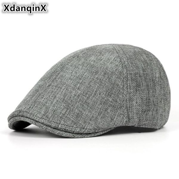 

berets xdanqinx summer retro men's cap ultra-thin breathable for men women elegant women's flat caps beret ladies couple hat, Blue;gray