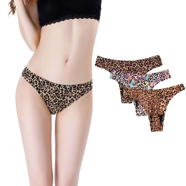 

leopard seamless underwear low-rise t panties g string women's briefs lingerie thong for women, Black;pink