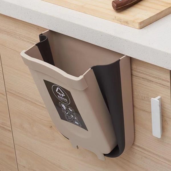 

adorehouse 9l folding wall mounted recycling hanging trash kitchen cabinet door trashcan toilet waste garbage bin q1130