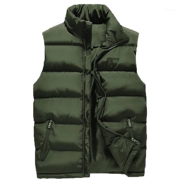 

2020 new winter vest men's jacket stand collar large size waistcoat thickened warmth loose men's vests fashion wild coat1, Black;white