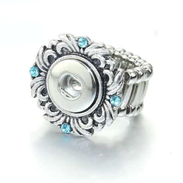 

vintage crystal diy elastic adjustable snaps ring fit 12mm metal snap buttons women's fashion jewelry men's ring 8128 q bbyjxs, Silver