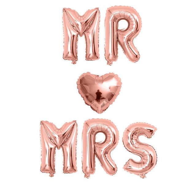 

party decoration 6pcs 16inch rose gold letter balloons mr mrs heart foil balloon wedding anniversary valentine's day supplies