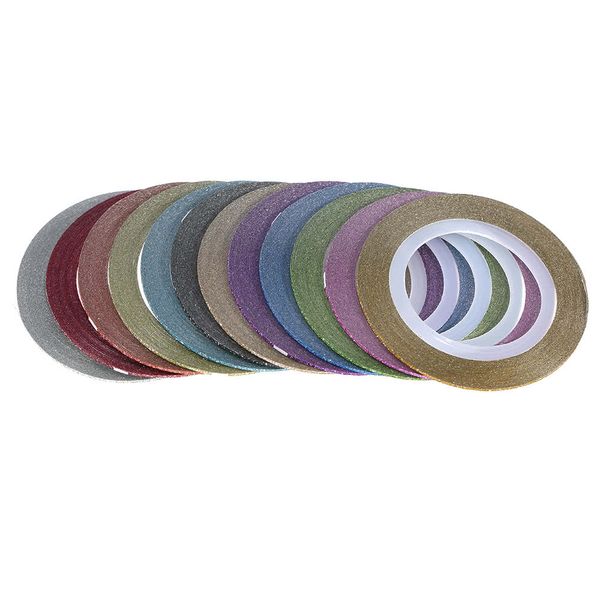

12pcs mixed colors nail art shiny sticker rolls thin striping tape glittery line diy styling nail art tips decoration sticker fashion design