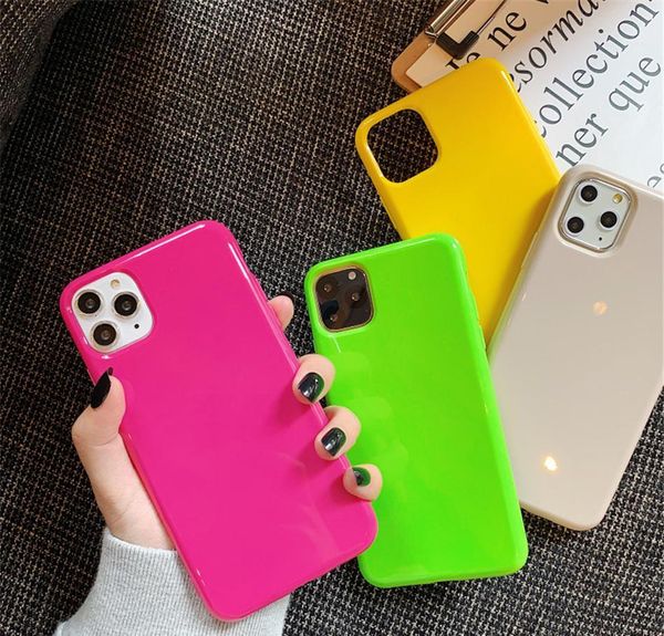 

fluorescent color phone case for iphone 11 promax 6 7 8 plus x xr xs max soft tpu plain pure solid color back c jlljgc infant2005