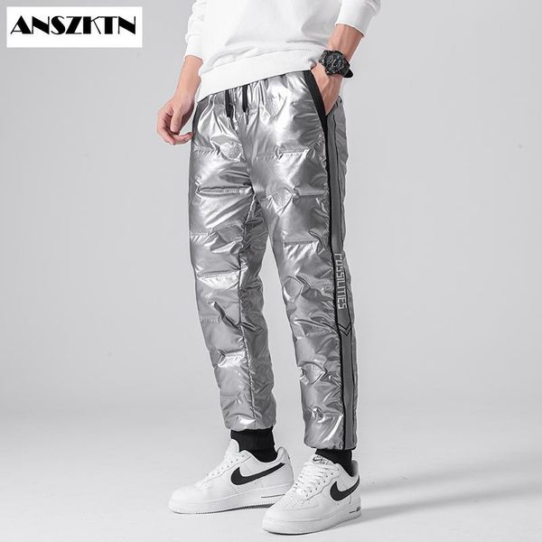 

men's pants anszktn down men wear warm winter ast light pressure rubber white outdoor cold fashion large size cotton, Black