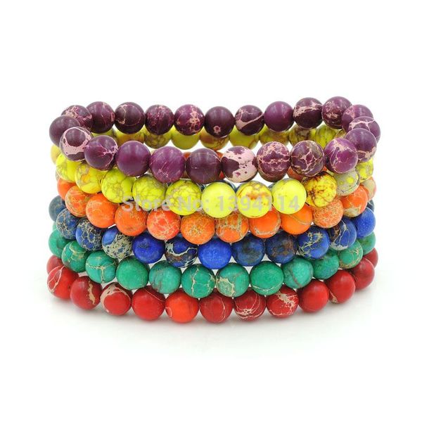 

8mm natural imperial jaspe r round beads beaded bracelets elastic rope, Black