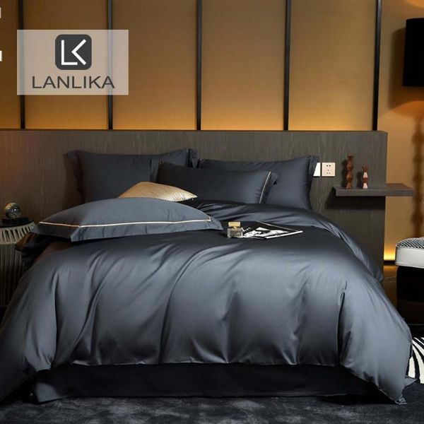 

lanlika black bedding set 100 count 6a pure cotton healthy fabric duvet cover fitted sheet double luxury home decor