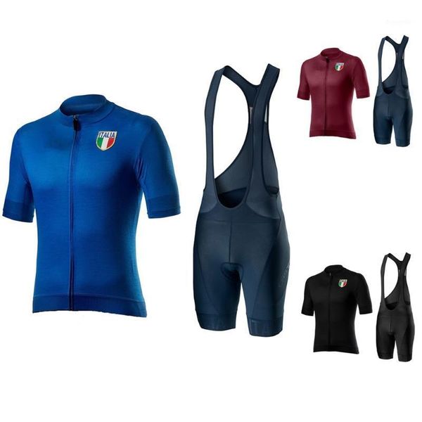 

2020 summer italy cycling clothing men complete cycling jersey set bicycle bib shorts mtb bike clothes sportswear suit1, Black;blue