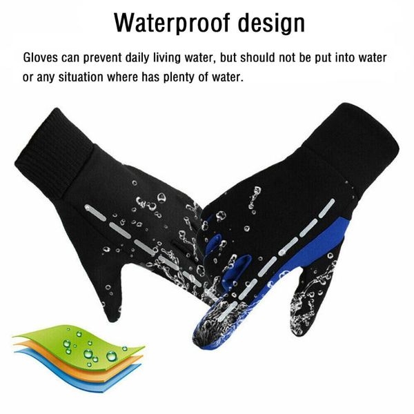 

five fingers gloves 1pair mens winter warm windproof waterproof fleece lined thermal touch screen, Blue;gray