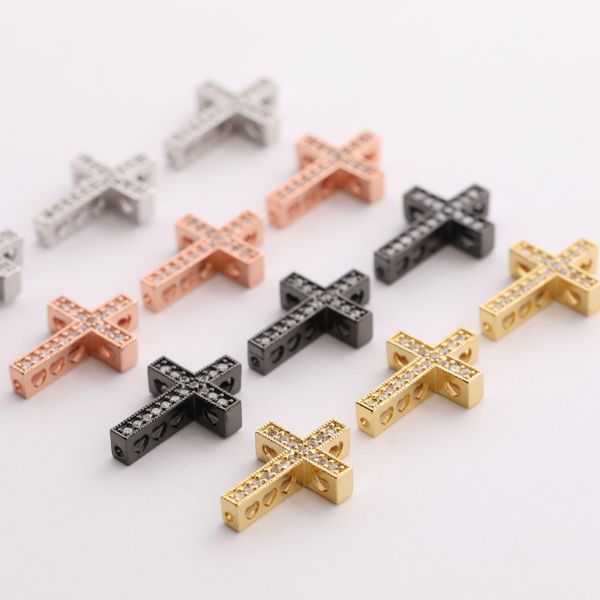 

handmade diy jewelry making micro pave zircon copper cross charms, Bronze;silver