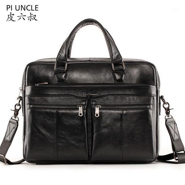 

briefcases cowhide men briefcase business shoulder bag leather messenger bags can be used for 14-inch laphandbag men's travel bags1