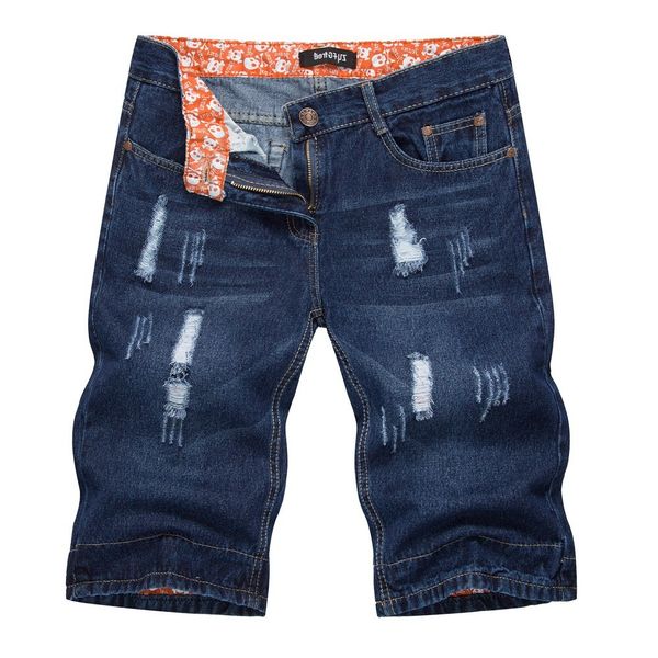 

2019 new denim shorts straight youth men's capris, Blue