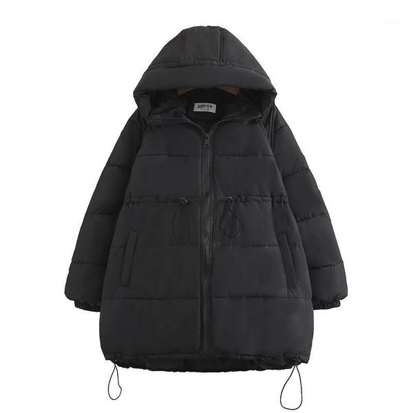 

winter jacket women zipper hooded plus size female jacket coat winter loose clothes solid warm parka clothing woman1, Black