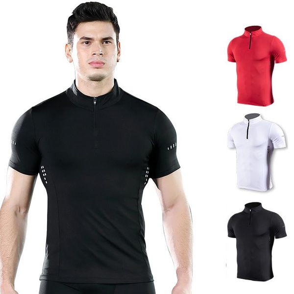 

quick dry workout running shirt compression fitness breathable gym t-shirts clothing rashguard male sport shirts men, Black;blue
