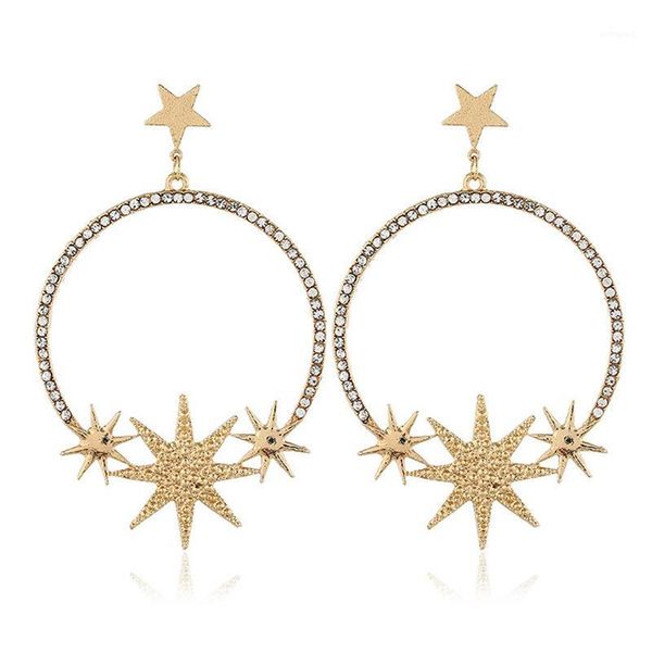 

stud style europe and america fashion alloy moon stars rhinestone street snap star earrings women's elegant retro earrings1, Golden;silver