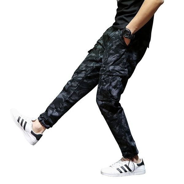 

2021 new european fashion streetwear men's basker clothes blue sea color ankle yellow jeans brim pants 1ab1