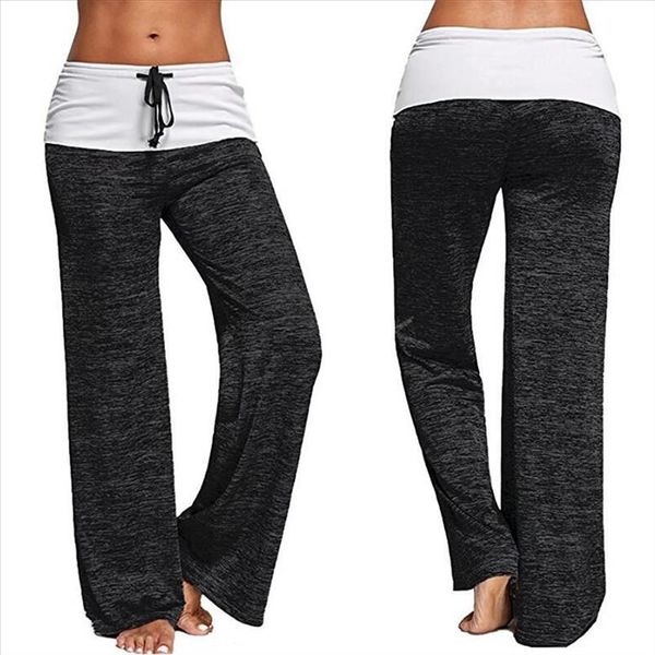 

2021 new women pants solid wide leg trousers female summer streetwear high waist pants elastic casual drawstring long trousers, Black;white