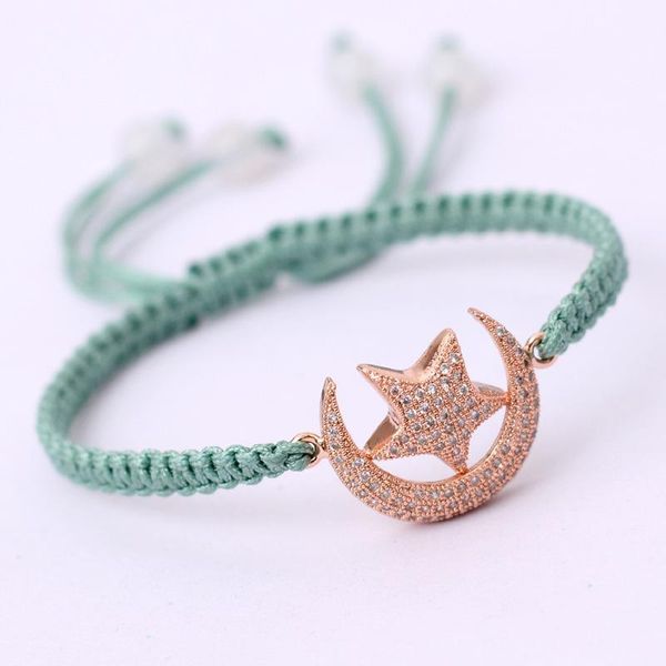 

star moon charm friends weaving bracelet fashion women adjustable wrap bracelets braiding rope festival jewelry s1, Golden;silver