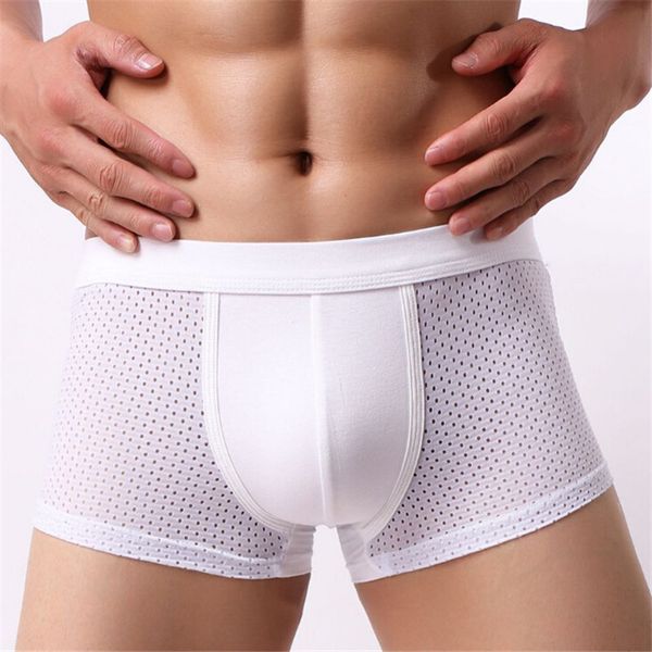 

underwear new brand men's boxers ice silk breathable mesh thin shorts male summer youth tide panties, Black;white