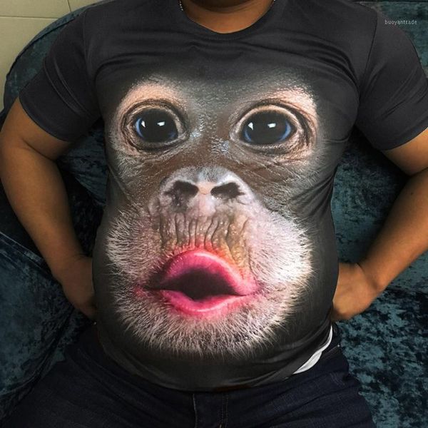 

men's t-shirts men spring summer 3d print animal monkey o-neck short sleeve t shirt blouse men's casual funny design tees1, White;black