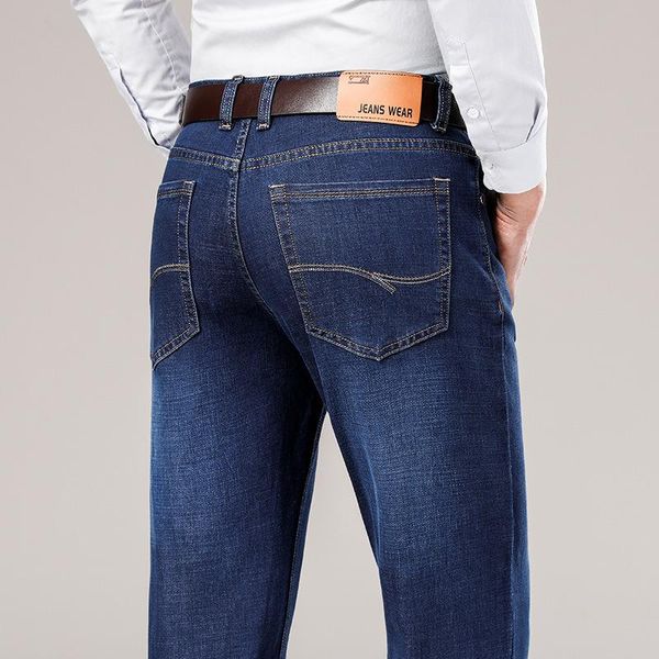 

men's jeans men 2021 spring autumn baggy fashion scratched black blue trousers elasticity straight pantalon homme 28-40,1113