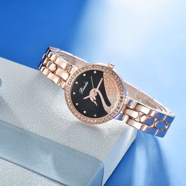 

binda fashion leisure lady luxury diamond waterproof quartz watch personality small dial, Slivery;brown