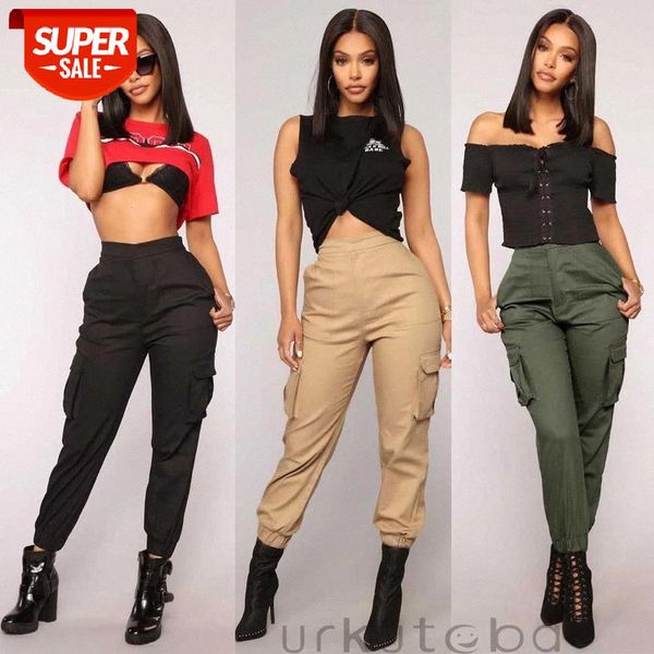 

women high waist camo cargo trousers jogging harem hip hop pants casual military army combat camouflage pencil trousers #hc2x, Black;white