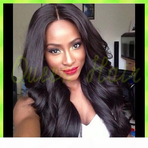 

stock style body wave peruvian human hair full lace wigs lace front wig natural black color, Black;brown