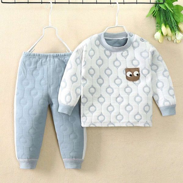 

warm underwear children's set with cotton padded thickened cloth autumn trousers for boys and girls, Blue;red