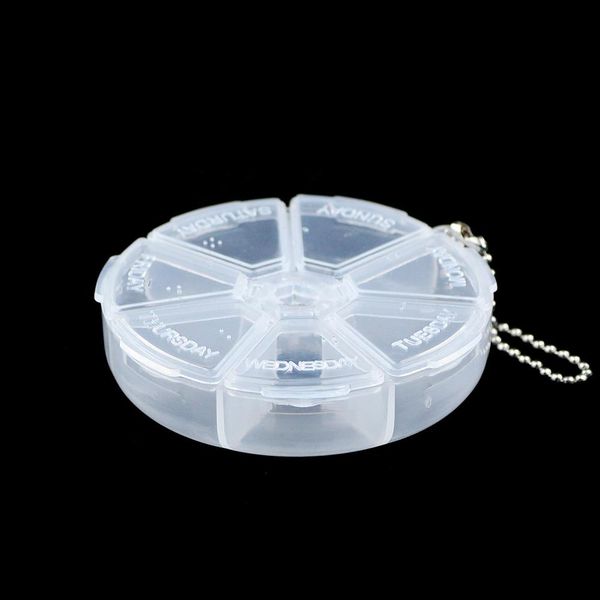 

jhnby plastic 7 days week round pillbox home portable compartment storage carrying box jewelry beads case container display bbykud