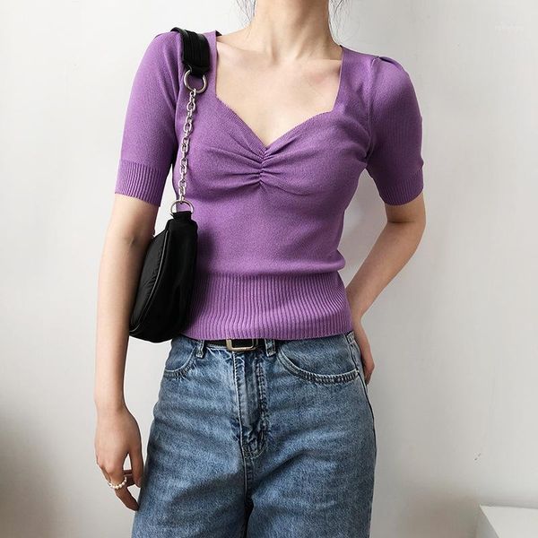 

t-shirt for lady knitted material lose weight casual elegant literature tee dm0011, White